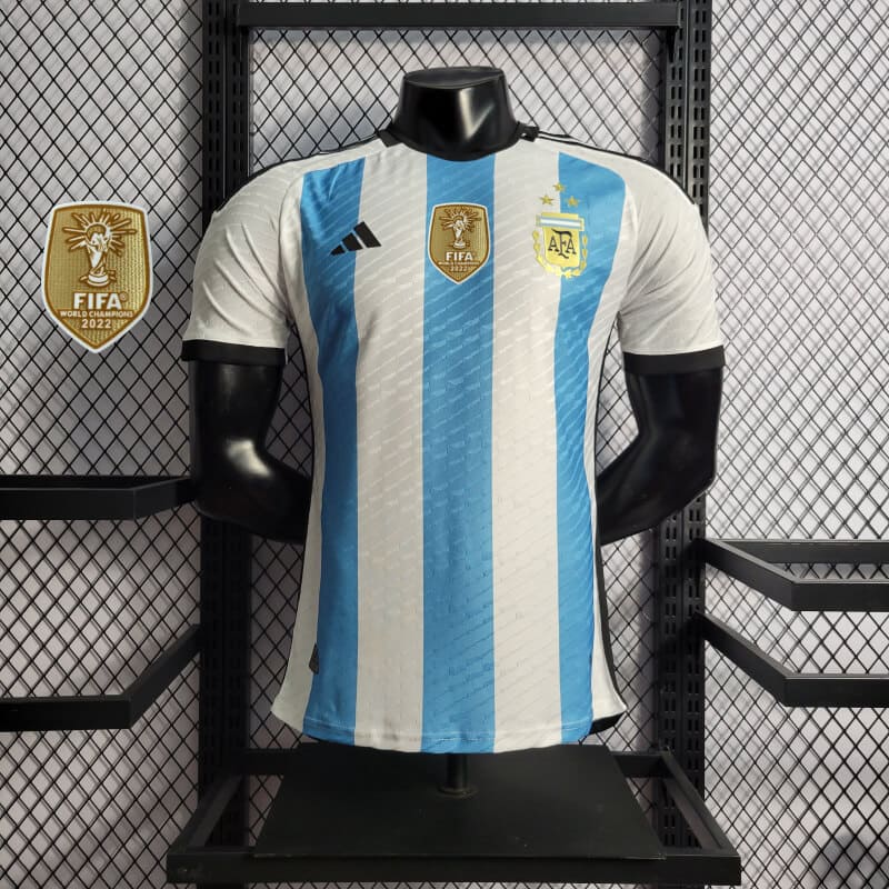 Игровая футболка Аргентина 3 звезды домашняя QATAR 2022 + чемпионский патч