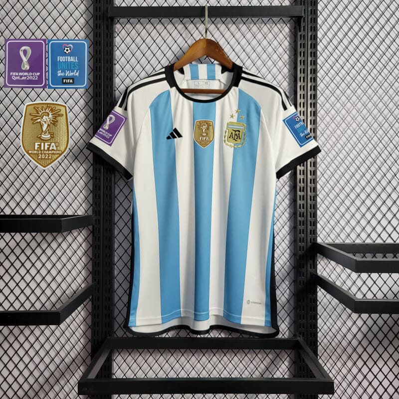 Футболка Аргентина 3 звезды домашняя QATAR 2022 + все патчи